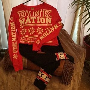 PINK Nation Collegiate Yoga Pants & Shirt NWT